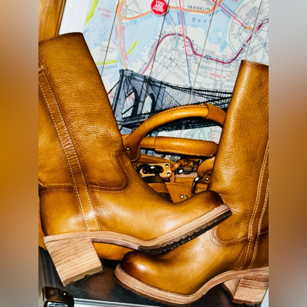 Tan Leather Heeled Boots PRICE IS FIRM